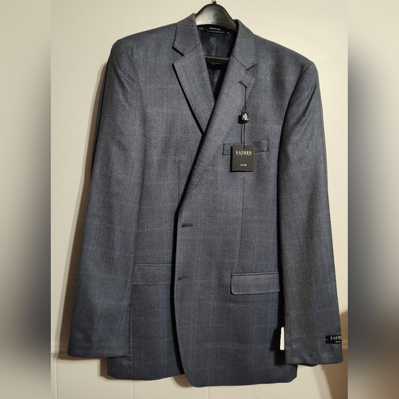 Lauren Ralph Lauren 2‎ Button Blazer Sport Coat Jacket 44 L 52% Silk 48% Wool - Picture 1 of 11